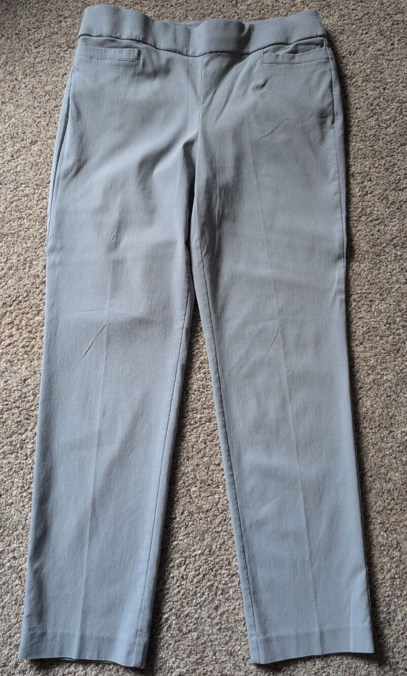 Studio Works Stretch Pull On Dress Pants Womens 12 Light Gray Career Slacks
